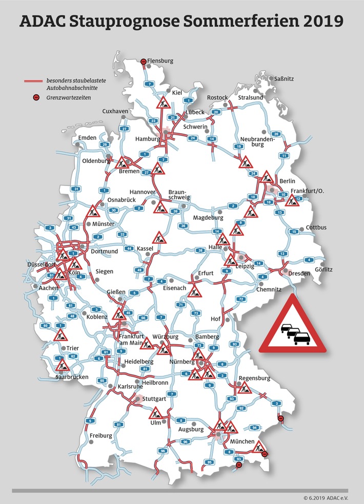 Geduldsspiel auf den Autobahnen hält an Mehrstündige Zwangsstopps auf der Heimreise realistisch ADAC Stauprognose für 9. bis 11. August