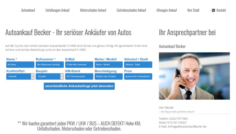 Autoankauf Becker: Sie wohnen in Duisburg und möchten Ihr Auto verkaufen?