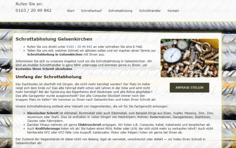 Schrottabholung in Gelsenkirchen : Unser Schrott- und Metallhandel ist der ideale Partner für Sie.