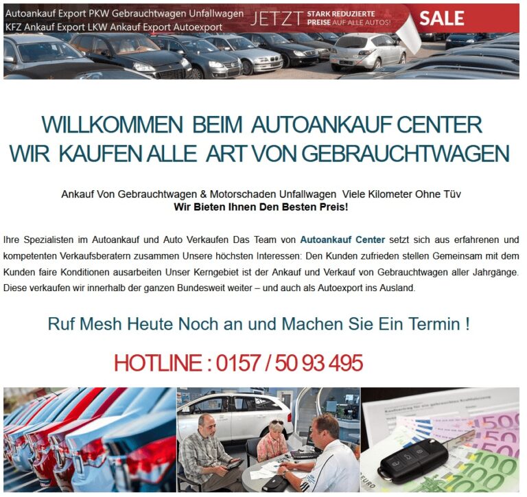 Gebrachtwagen-Ankauf Lüdenscheid schnell und unbürokratisch und zahlt den Höchstpreis für defekte Autos