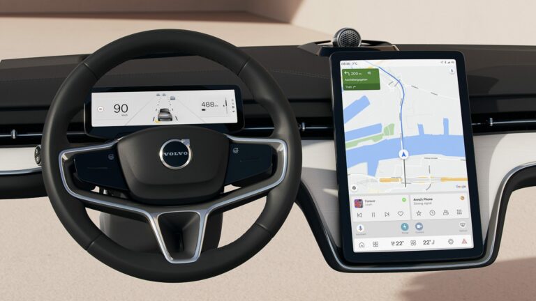 Alles Wichtige im Blick im neuen Volvo EX90 Fahrer im Mittelpunkt des vernetzten Cockpits Kontextbezogene Informationen in Abhängigkeit vom Fahrmodus